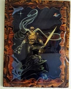 Vintage custom made alien Darth Vader Wood art